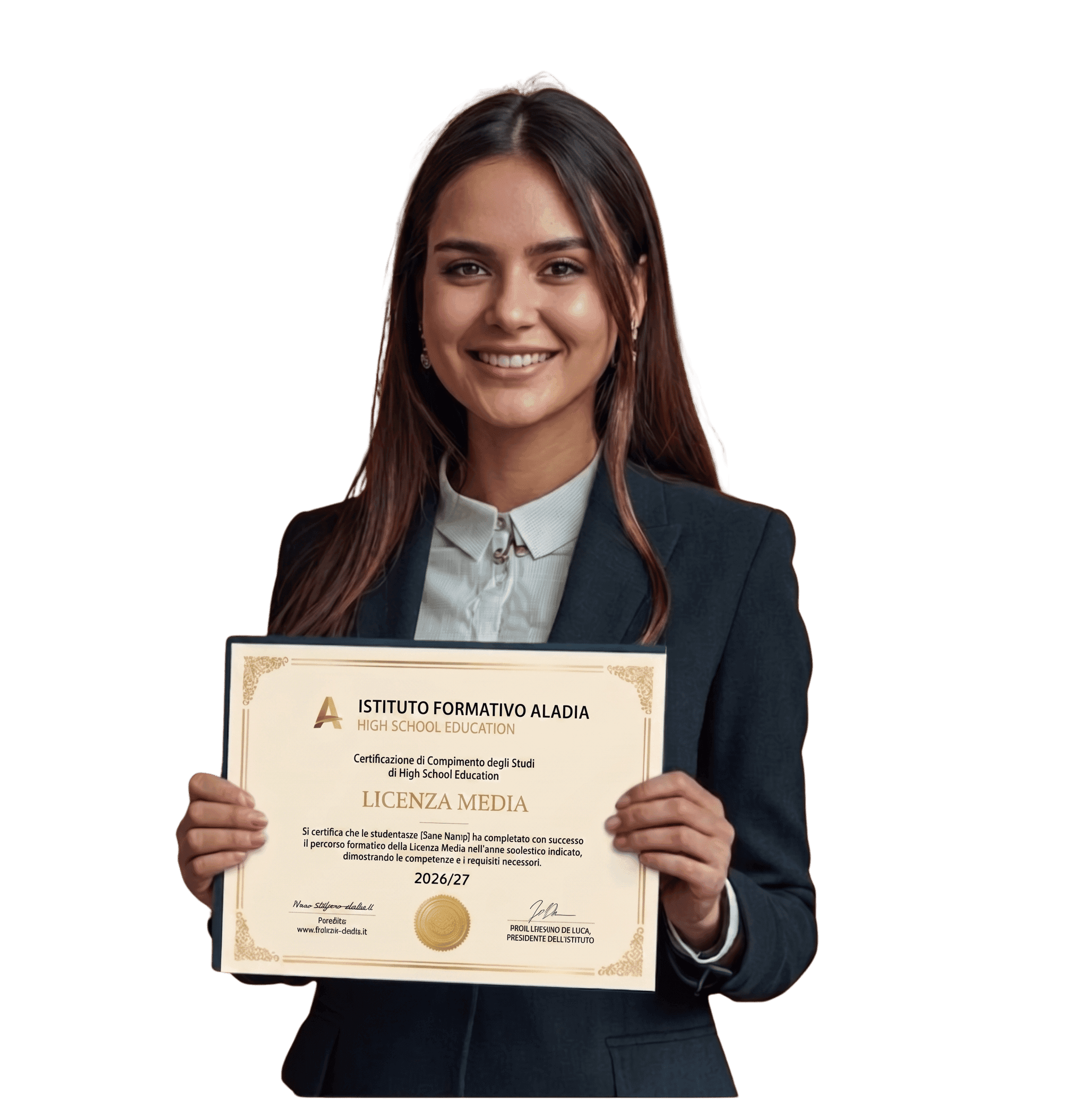 Studentessa con la Licenza Media conseguita con Istituto Formativo Aladia